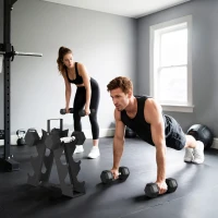 SPORTNOW Set di Manubri Palestra con Supporto in Metallo e Impugnatura Antiscivolo, 2x2kg, 2x5kg, 2x8kg, Nero(m-7)