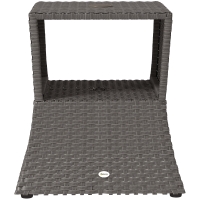Outsunny Rattan Outdoor Coffee Table, Wicker Garden Patio Bistro Side Table with Umbrella Hole and Storage Space, Dark Grey