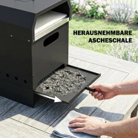 Outsunny 3-in-1 Outdoor Pizzaofen Holzbefeuert Pizza Ofen 2 Ebene Backofen mit Pizzastein Griffen Pizzaschaufel(m-7)