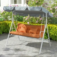Outsunny Outdoor Seat Cushions Back Cushion with 2 Pillows, Water Repellent Seat Pads for 3-Seater Chair, Orange(m-7)