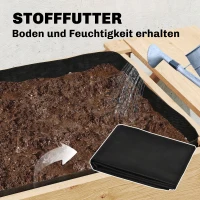 Outsunny Hochbeet 2-stufig erhöhter Pflanzkasten mit Vliesstoff Abflussloch, Holz 119,5 x 102 x 76,5 cm Hellbraun(m-8)