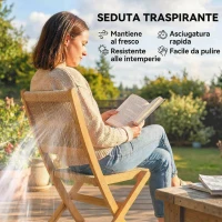 Outsunny Set di 2 Sedie Pieghevoli da Giardino in Rattan PE e Legno di Acacia, Supporto fino a 160 kg, Beige(m-4)