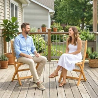 Outsunny Set di 2 Sedie Pieghevoli da Giardino in Rattan PE e Legno di Acacia, Supporto fino a 160 kg, Beige(m-7)