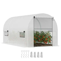 Outsunny Serra a Tunnel per Orto 3x2x2m con Copertura in PE, 2 Porte e Struttura in Acciaio, Bianco(m-11)