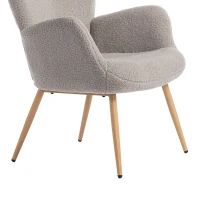 HOMCOM Fotoliu modern din material Sherpa îmbunătățit cu spătar înalt și brațe, Gri(m-9)