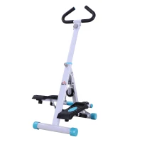 HOMCOM Stepper w/ Handle Hand Grip Workout Fitness Machine For Fitness Aerobic Exercise Home Gym White(m-10)