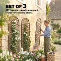 Outsunny Garden Trellis, Decorative Trellis Panels for Climbing Outdoor Plants, Vegetables, Vines, Flowers, Natural Wood Finish(m-4)