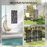 Outsunny Raumteiler 65 x 130 cm Freistehend Hängend Paravent, Trennwand Sichtschutz aus Metall Schwarz(m-8)