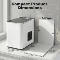 HOMCOM Macchina per Ghiaccio Autopulente Compattada con paletta e cestello, 31,5x23,2x33,7 cm, Bianco(m-4)