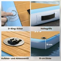 Outsunny Aufblasbares Dock Schwimmdock 2,4x1,8m Aufblasbar Schwimmende Plattform 4-6 Personen mit Rutschfest Oberfläche Leiter(m-9)