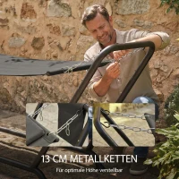 Outsunny Hängematte mit Gestell 237 x 90 cm Stabhängematte mit Seitentasche, Kopfstütze Metallrahmen bis 150 kg(m-7)