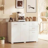 HOMCOM Sideboard, Modern Storage Cabinet with 2 Drawers, 3 Doors and Adjustable Shelves, White(m-8)