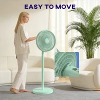 HOMCOM 40 cm Standing Fan, Cooling Floor Fan with 80° Oscillating, Adjustable Tilt and Height, 4 Speed, Remote Control, Green(m-9)