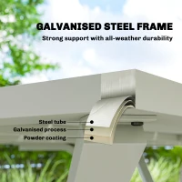 Outsunny 7 Pieces Garden Table and Chairs, 6 Seater Outdoor Table and Chairs with Umbrella Hole, for Garden, Light Grey(m-6)