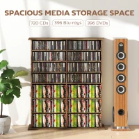 HOMCOM 16-Compartment Media Shelf - Rustic Brown(m-4)