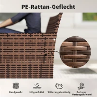 Outsunny 2-Sitzer Rattan Gartensofa PE-Rattan Outdoor-Terrassen-Sofa mit Polster, Anti-Rutsch-Matten, Stahlrahmen, Khaki(m-5)