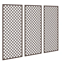 Outsunny Griglia per Piante Rampicanti 3 Pezzi a Cima Piatta, in Vimini, 43x2x112 cm, Color Legno(m-11)
