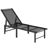Outsunny Reclining Sun Lounger - Black(m-10)