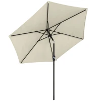 Outsunny Sonnenschirm 270 cm knickbar Balkonschirm mit Kurbel UV 50+ Gartenschirm Cremeweiß(m-1)
