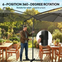 Outsunny 3 m Garden Cantilever Parasol with Cover, Round Overhanging Umbrella with 360° Rotation, Tilt, Grey(m-6)