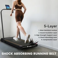 SPORTNOW 2.5HP Walking Pad, 1-6km/h Folding Treadmill with Remote Control and LED Display for Home Gym Office, Orange(m-7)