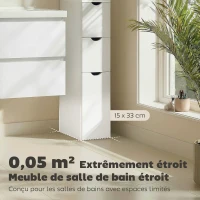 HOMCOM Meuble colonne salle de bain armoire de salle de bain avec tiroirs étagères ouvertes placard 15 x 33 x 136,8 cm blanc(m-4)