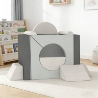 AIYAPLAY Kids Play Sofa, 12 Pieces Foam Modular Soft Play Set for Playroom, Children Convertible Sofa for Boys and Girls, Grey(m-9)