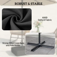Outsunny Garden Parasol Base 80 kg Sand Filled Heavy Duty Stand for Cantilever Umbrellas and 48 mm Poles Black(m-6)