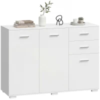 HOMCOM Sideboard, Modern Storage Cabinet with 2 Drawers, 3 Doors and Adjustable Shelves, White(m-10)