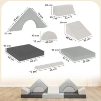 AIYAPLAY Kids Play Sofa, 12 Pieces Foam Modular Soft Play Set for Playroom, Children Convertible Sofa for Boys and Girls, Grey(m-3)