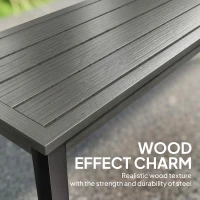 Outsunny 2 Seater Garden Bench, Outdoor Bench Loveseat with Wood-Effect Slatted Seat and Steel Frame for Patio, Park, Grey(m-4)