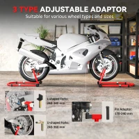 HOMCOM Motorcycle Stand, Front/Rear Paddock Stand, with 390 kg Weight Capacity, Red(m-6)