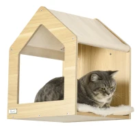 PawHut 8 Piece Cat Shelves Set, with Cat House, Three Perches, Three Scratching Posts(m-8)