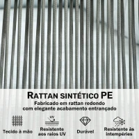 Outsunny Conjunto de Móveis de Jardim em Ratã Sofá de Canto com Almofadas e Mesa de Centro para Terraço Exterior Azul Claro(m-4)