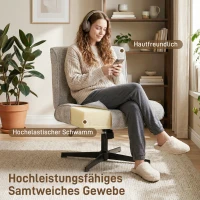 HOMCOM Drehbarer Akzentstuhl, Samtgepolsterter Lounge-Sessel mit Höhenverstellung für Wohnzimmer, Büro, Grau(m-4)