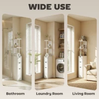 HOMCOM Slim Bathroom Storage Cabinet with Drawers, Tall Bathroom Cupboard with 2-Tier Shelf, White(m-8)