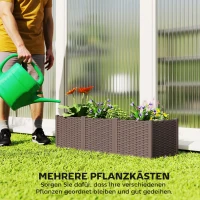 Outsunny Hochbeet Kunststoff, Modulare Pflanzbeet mit Selbstbewässerungssystem 120 x 40 x 37cm Braun(m-5)
