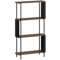 HOMCOM 4-stufiges Regal, freistehendes Regal mit geschwungenem Design, industrielles Bücherregal, braune Holzoptik