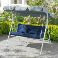 Outsunny Outdoor Seat Cushions Back Cushion with 2 Pillows, Water Repellent Seat Pads for 3-Seater Chair, Dark Blue(m-7)