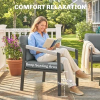 Outsunny Aluminium Garden Furniture Set, 4 Seater Outdoor Patio Furniture with Loveseat, 2 Armchairs, Slatted Table(m-8)