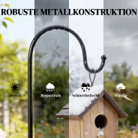 Outsunny Schäferhaken 160cm, 2 Stück Hirtenhaken mit 5 Zinken Haken Laternenstab für Solarleuchten Pflanzkörbe Schwarz(m-4)