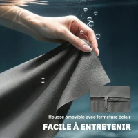 Outsunny Canapé de Jardin 2 Places avec Coussins Épais, Housses Amovibles et Accoudoirs Modernes, 121x69x69cm, Gris Clair(m-6)