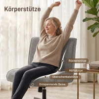 HOMCOM Drehbarer Akzentstuhl, Samtgepolsterter Lounge-Sessel mit Höhenverstellung für Wohnzimmer, Büro, Grau(m-8)