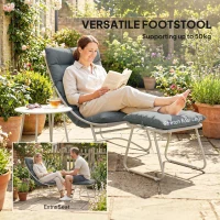 Outsunny Bistro Set for Garden, 3 Piece Outdoor Table and Chair with Footstool and Removable Cushions, Comfy Balcony Furniture(m-6)