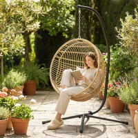 Outsunny Hanging Egg Chair Stand Only, Hammock Chair C-Stand with Hanging Chain, Black(m-7)