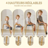 AIYAPLAY Lot de 2 chaises pour enfants réglables en hauteur fauteuil enfants en bois massif avec accoudoirs 39x34x61,5cm blanc(m-4)