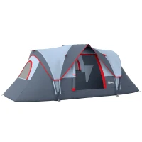 Outsunny Tienda de Acampada para 6 Personas Impermeable 3000mm+ con Bolsa de Transporte y Gancho 455x220x180 cm Gris(m-10)
