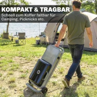 Outsunny Draagbare gasbarbecue 1-brander 2,5 kW grillwagen met opvouwbare trolley grillrooster zijtafel deksel thermometer(m-4)
