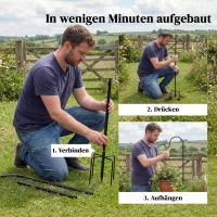 Outsunny Schäferhaken 160cm, 2 Stück Hirtenhaken mit 5 Zinken Haken Laternenstab für Solarleuchten Pflanzkörbe Schwarz(m-6)