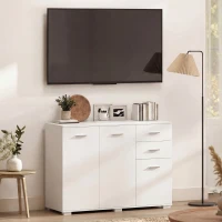 HOMCOM Sideboard, Modern Storage Cabinet with 2 Drawers, 3 Doors and Adjustable Shelves, White(m-7)